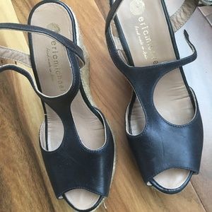 Eric Michael Black Leather Wedges [barely worn!]